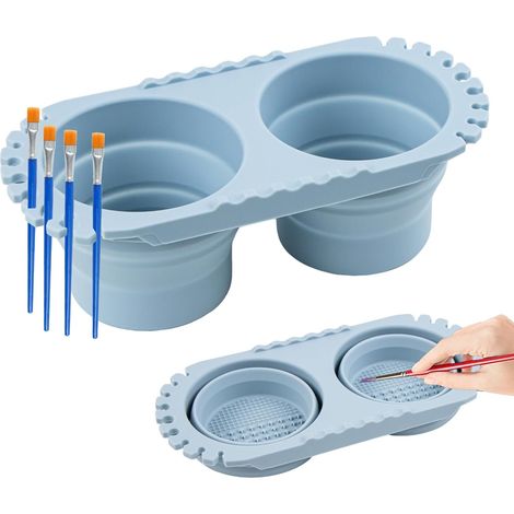 Brush Cleaner, Porte Pinceaux Peinture Voyage, Gobelet Pliable Porte Stylos, Silicone Séchoir à Pinceaux, Multifonctionnel Accessoire Peinture Pour Le Dessin Outils (1/5)