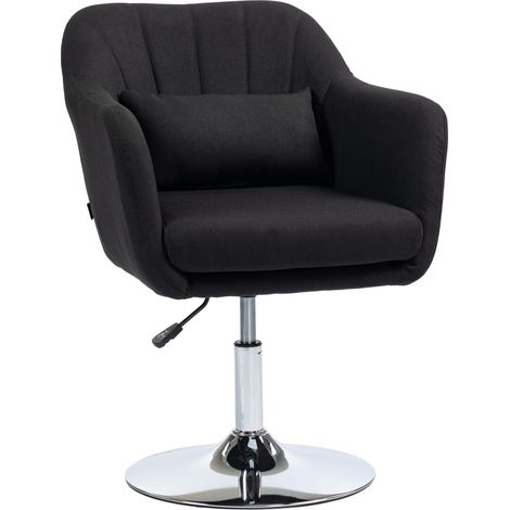 Poltrona lounge girevole con braccioli e cuscino lombare, altezza regolabile, nera (1/5)