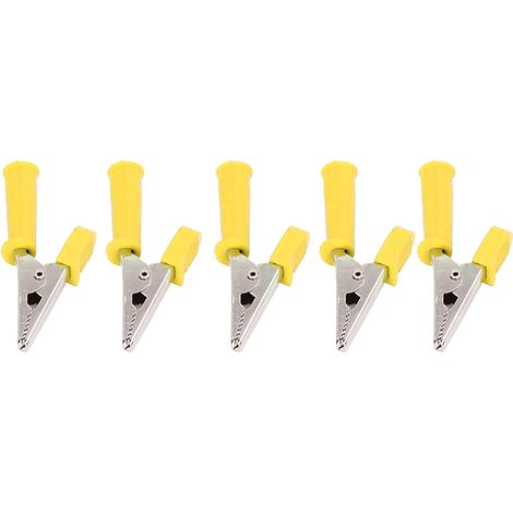 Lot de 10 pinces crocodiles isolées en laiton avec douille de 4 mm, ouverture de 10 mm, 20 A, J.60046, jaune (1/5)