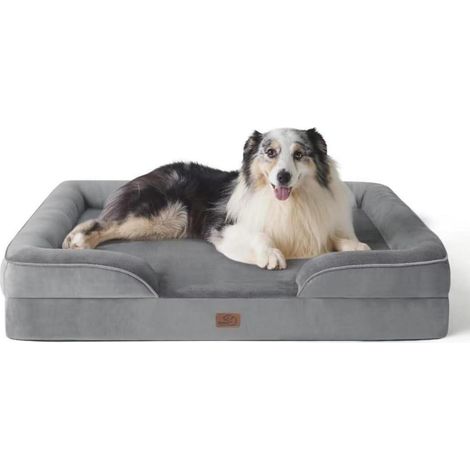 Orthopädisches Hundebett 106x80 cm für große Hunde, waschbar, grau (1/5)