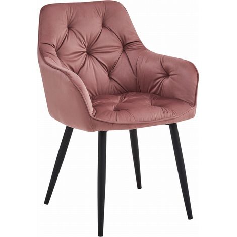Silla York - terciopelo rosa / patas negras x 1 (1/5)