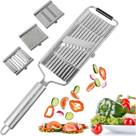 4-in-1 Gemüseschneider aus Edelstahl mit 4 verstellbaren Klingen, Reibe, tragbarer manueller Gemüseschneider, multifunktionales Küchengerät, ideales Weihnachts- und Neujahrsgeschenk (1/5)