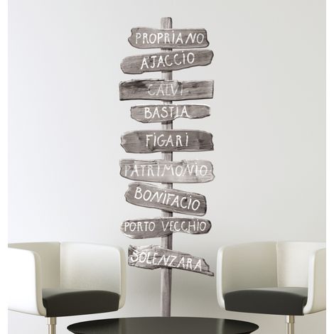 Sticker Adhésif Trompe l'oeil Photo Réaliste, Panneau Directionnel Espagnol Gris, 50 cm X 171 cm, Décoration Murale. (1/2)