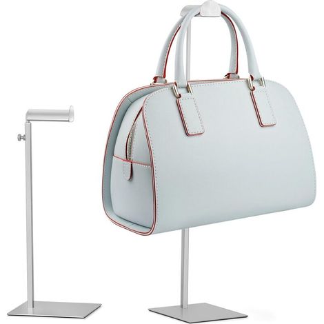Supporto regolabile per borse [Set di 2] - Espositore per borse, cappelli e gioielli - Supporto per borse regolabile in altezza in acciaio inossidabile, base piatta stabile - Argento metallizzato luci (1/4)