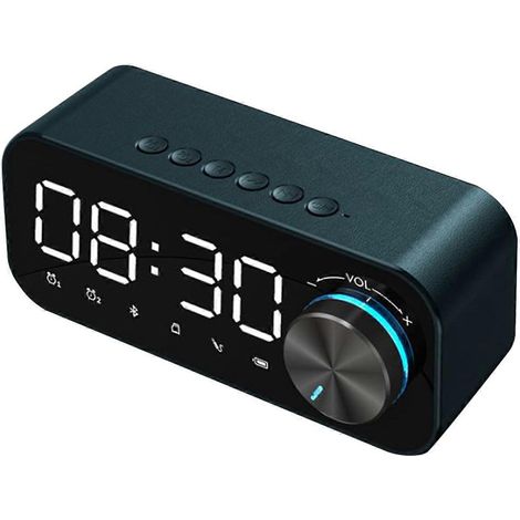 Ce radio-réveil numérique est doté d'un haut-parleur Bluetooth, d'affichages LED pour l'heure et l'alarme, et d'un miroir de bureau, ce qui le rend idéal pour une utilisation sur un bureau. (1/5)