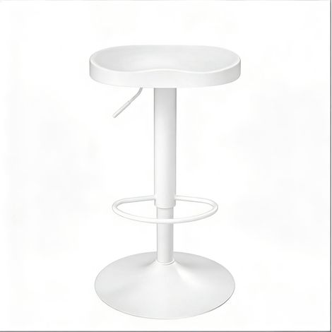 Taburete de bar giratorio regulable en altura blanco de madera y metal (1/5)