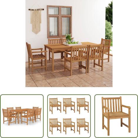 Teakholz - 7-teiliges Garten-Ess-Set 180 x 90 cm Massivholz Teak (1/5)