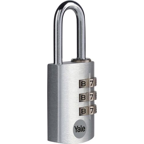 Yale Lucchetto in alluminio a combinazione YE3CB/28/126/1/BK nero, corpo 28mm, arco in acciaio, combinazione a 3 cifre (1/4)