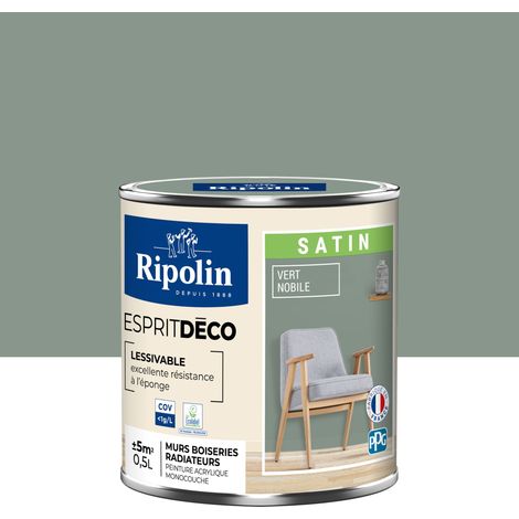 Peinture Murale Toutes Pièces - Satin - 0,5L - Vert Nobile - Ripolin (1/5)