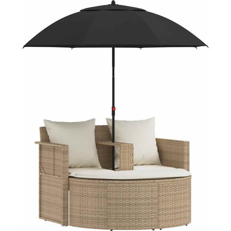 Sofá de jardín con cojín 8 pcs Beige y crema ratán sintético vidaXL