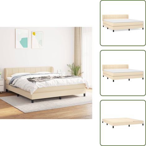 Boxspringbett mit Matratze Creme 160x200 cm Stoff - Boxspringbett - Doppelbett - Cremefarbenes Bett - Bettrahmen - Lattenrost (1/5)