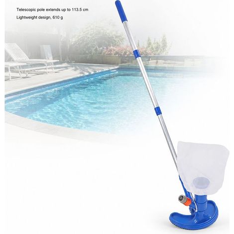 Aspirateur de Piscine Jet d'Eau Plastique Télescopique avec Brosse et Sac pour Spa Fontaine Bassin (1/5)