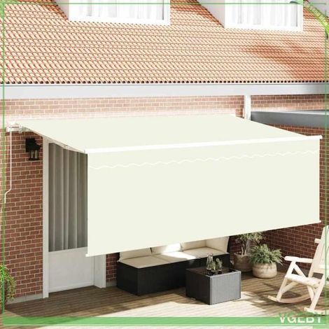 Store rétractable - Rétractable Moderne - Crème et blanc - 400 x 200 cm - Résistant UV et eau (1/5)