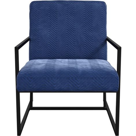 Chance Chair - Velvet/Metal - L76 x W63.5 x H63.5 cm - Oxford Blue - Partially Assembled