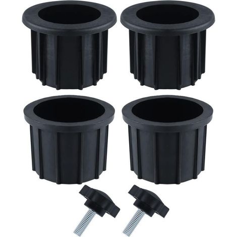 2 sets (6 pièces) accessoires parasol balcon - 4 anneaux + 2 vis bouton noir (1/4)