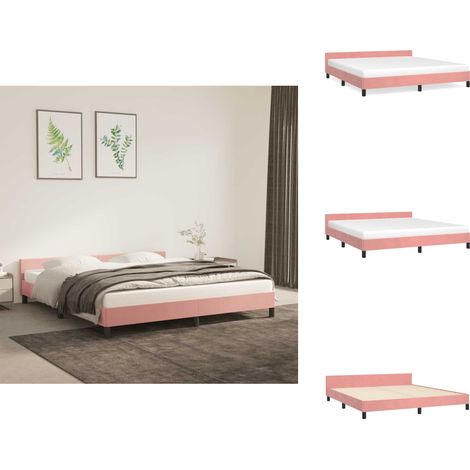 Bettgestell mit Kopfteil ohne Matratze Rosa 160x200 cm Samt - Samtbettwäsche - Doppelbett - Rosa Bett - Boxspringbett - Kopfteil (1/5)