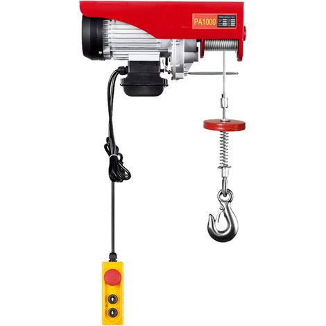 Verricello elettrico - 12 m - 220 V - Con telecomando a cavo (1000 kg) 1600W