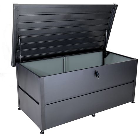 PROLOISIRS Coffre de rangement en acier galvanisé - 750 L - Coloris graphite