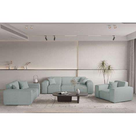 Sofaset Designersofa CELES PREMIUM 3-2-1 in Stoff Scala Saphirblau (1/5)