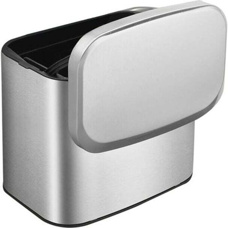 Poubelle à compost suspendue en acier inoxydable de 1,05 gallon, fixée au mur, avec couvercle, pour porte d'armoire de cuisine ou évier
