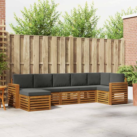 Ecksofa Set 7 pcs Natur und Anthrazit Massivholz Akazie (1/5)