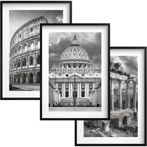 Images Posters muraux Triptyque de ville noir et blanc pour le mur avec cadres Rome (1/5)