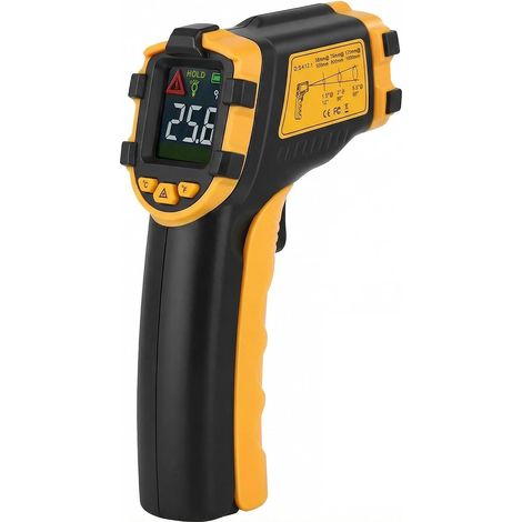 Termometro a infrarossi, termometro laser professionale con display LCD a colori e funzione di memorizzazione dati, pistola termometrica, 0,5 s 12:1 -50 °C a 390 °C, per uso in cucina, climatizzazione (1/5)