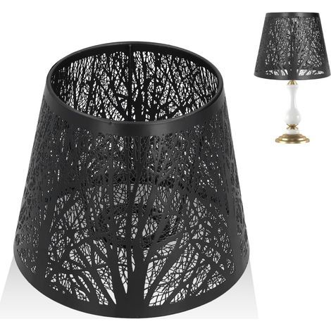 Abat Jour En Fer Forgé Sculpté Arbre Forestier En Forme D'abat jour Vintage E27 Mini Décoration Couvercle de Lumière pour Lampe de Table Lampe de Chevet Lampadaire(Le noir) (1/5)