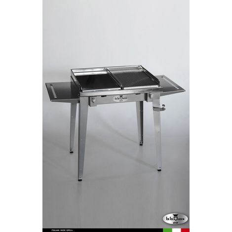 Grill 8.6 Inox Piastra mista - Con portapiatti - Senza paraschizzi - Senza kit mensola e ruote - Satinato - barbecue, griglia, giardino, carne, a gas, acciaio made in Italy