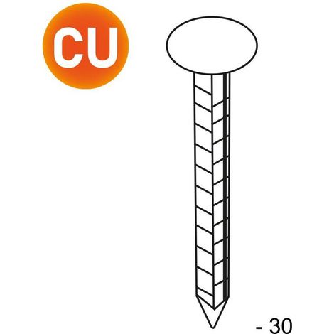Pointe en Vrac Tête Extra Large Carrée Crantée Cuivre - 3x3x30 mm - 5 kg - D-Work (1/5)