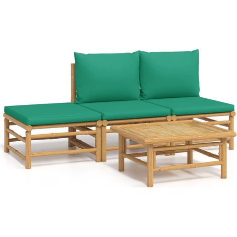 Maison Exclusive - Set Salotto da Giardino 4pz con Cuscini Verdi Bambù