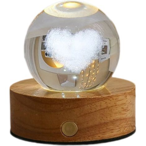 veilleuse rechargeable boule de cristal-Écran tactile tricolore, intensité lumineuse réglable en continu, cadeau de Noël (1/5)