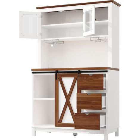 Aparador alto blanco con LED y control por app, armario de cocina HOMVRA (1/5)