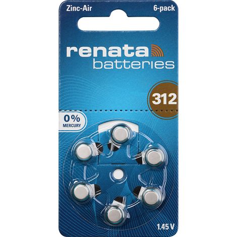 Renata Knopfzelle ZA312 1.4 V 6 St. 165 mAh Zink-Luft Hearing Aid PR41