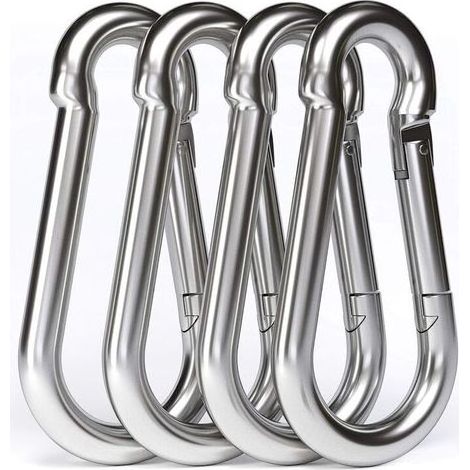 4PCS - M10 Mousqueton en Acier Inoxydable 304 - Grand Mousqueton INOX 100mm de Fixation Capacité de Charge de 750 kg, Crochet Mousqueton Hamc Balancoire - 100mm x φ10 mm (1/5)