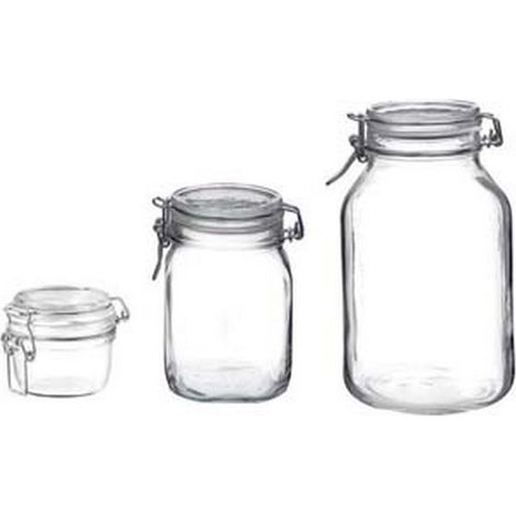 6PZ VASO VETRO FIDO ERMETICO -  MM.98 ML.350