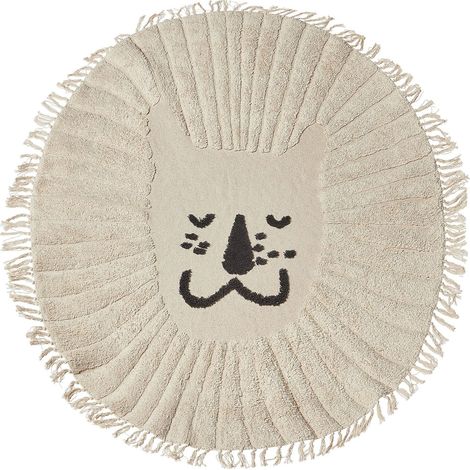 Kids Rug BADHANI Beige ø 140 cm Cotton