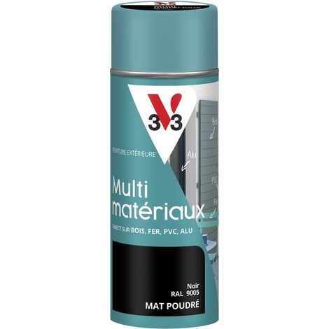 Peinture extérieure Multi-matériaux V33 Noir RAL 9005 Mat poudré 400ml