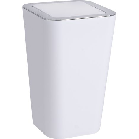 Wenko – Poubelle de salle de bain à couvercle oscillant – Plastique haut de gamme – Capacité 6L – Dimensions 18x28,5x18cm – Blanc (1/5)