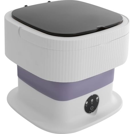 Mini machine à laver pliable de 10 l - 40 W - Portable - Machine à laver de voyage - Pour les familles, les appartements, les dortoirs et les camping-cars - Violet (1/5)