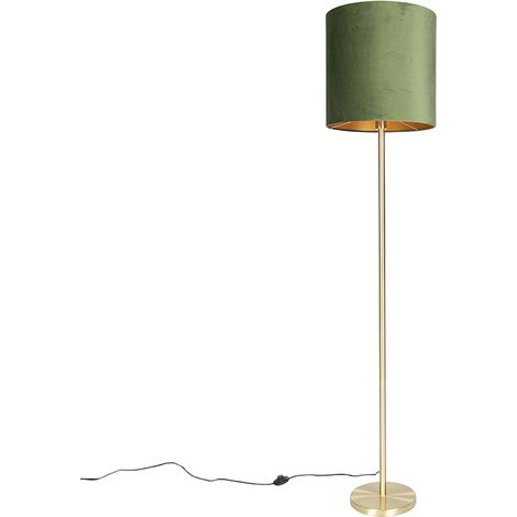 Botanical Floor Lamp Brass with Green Lampshade 40 cm - Simplo