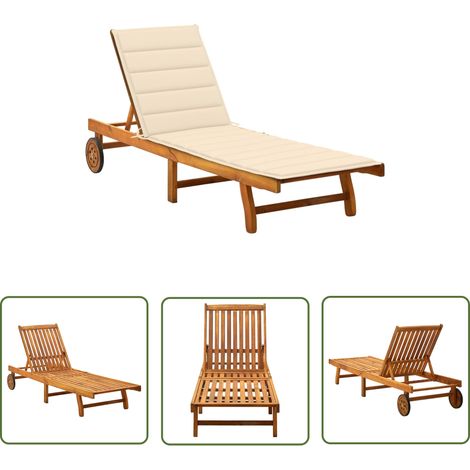 The Living Store Sonnenliege mit Auflage Akazie Massivholz - Holz-Sonnenliege - Gartenliege - Akasienholzsitzmöbel - Lounge Chair - Gartenmöbelset (1/5)