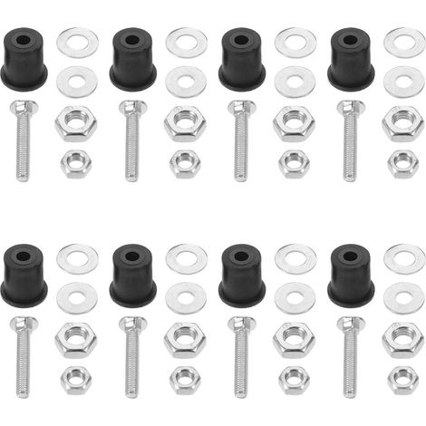 Kit de réparation pour mécanisme d'inclinaison de bac à shampoing (8 pièces) - Entretoises en caoutchouc anti-vibrations et boulons pour bac en céramique 20 x 20 x 16 mm (1/5)