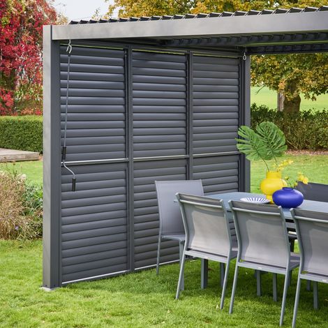 Persienne Ă lames orientables 100cm pour pergola bioclimatique aluminium anthracite Palace (1/5)