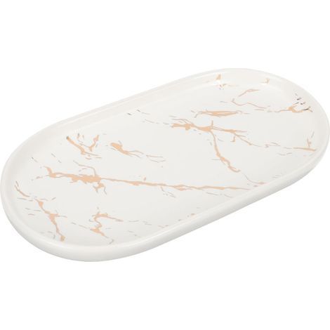 Oval Ceramic Organizer Tray Comfortable to the Touch Green (1/5)