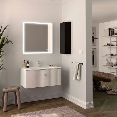 Armoire murale BIBA 900 1 tiroir métallique et tiroir caché WHITE COTTON 897 x 405 x 450 mm (1/4)
