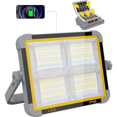150W Rechargeable LED Floodlight 9000mAh Dual Solar Panel (1/5)