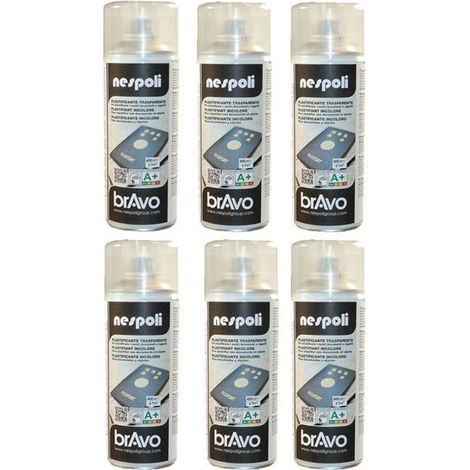 Lot de 6 bombes de peinture plastifiante Nespoli - transparente