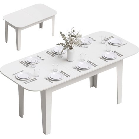 HOMCOM 140-180 cm Extendable Oval Dining Table for 4-6 Round Edges White (1/5)