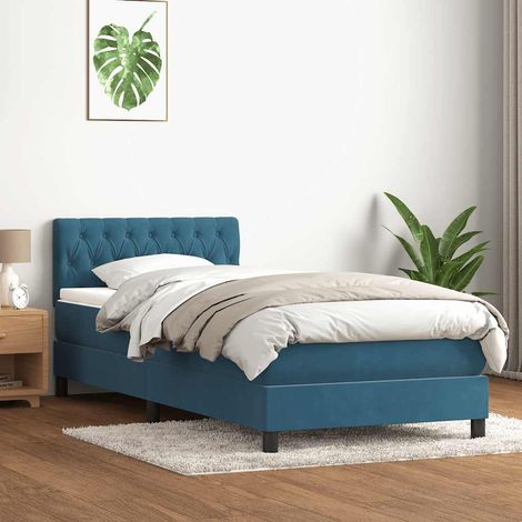 Giroletto a Molle con Materasso Blu Scuro 80x210 cm Velluto vidaXL